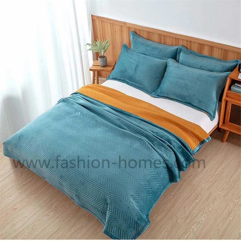 Zigzag Velvet Comforter Bedspreads Geometric Ultrasonic Velvet Quilt