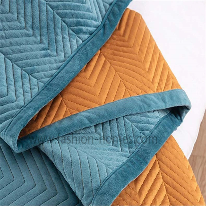 Zigzag Velvet Comforter Bedspreads Geometric Ultrasonic Velvet Quilt